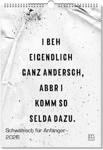 artboxONE Kalender 2026 Schwäbisch für Anfänger Wandkalender A3 2026 Typografie