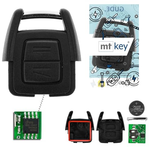 MT-KEY Funk Fernbedienung 434MHZ 2 Tasten Autoschlüssel kompatibel mit Opel Astra G Zafira A Omega B Sintra B Vectra B Funkschlüssel