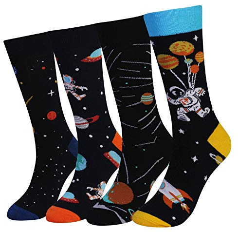 Cansok EUR 42-46 Lot de 4 paires de chaussettes fantaisie pour Homme Motif Jouer aux cartes Dé En espèces Jetons de casino