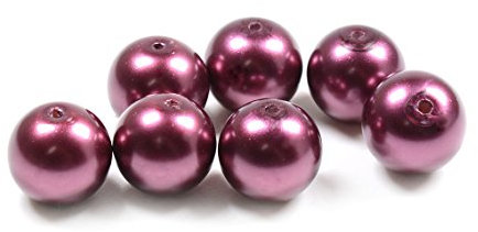 Vintageparts große Glaswachsperlen in aubergine 14 mm 20 Stück, DIY-Schmuck