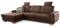 Cavadore Ecksofa Puccino mit Federkern, Schlaffunktion, verstellbarer Sitztiefe und 2 Kopfstützen / Sofa in L-Form im Landhaus Design / 281 x 86 x 178 cm / Mikrofaser braun