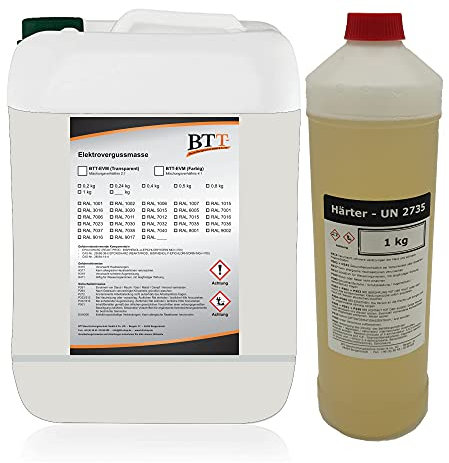 BTT-EVM Elektrovergussmasse Transparent (900g) auf 2K Epoxidharz Basis, IP68 bis 1000 Volt