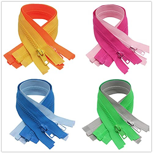 Meillia 8 Stück 90CM #5 Reißverschluss Kunststoff teilbar 5mm Reissverschluss für Mantel Jacken, 8 Farben