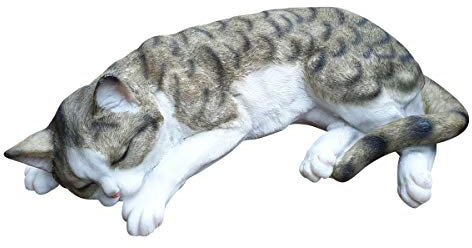 Fachhandel Plus Dekofigur Katze schlafend Tierfigur Katzenfigur Deko für Innen und Außen Hauskatze Indoor Outdoor