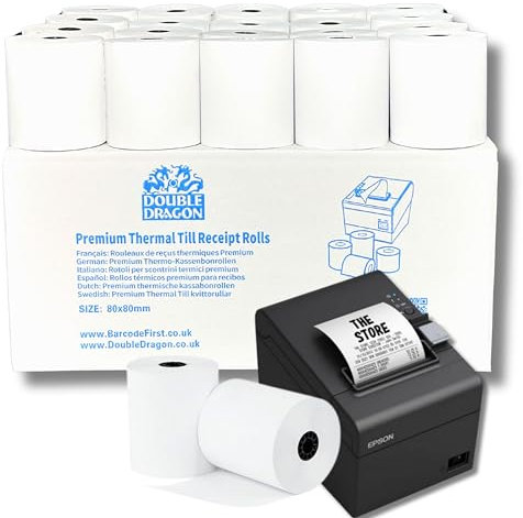 Rouleaux de caisse thermique 80 x 80 mm pour points de vente 20 x Rolls