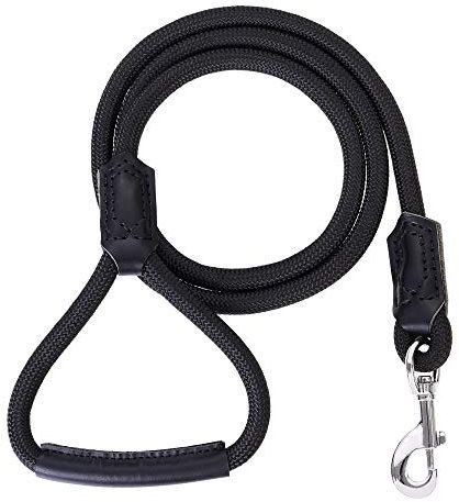 Mile High Life | Laisse pour Chien en Cuir de Qualité Supérieure | Laisse à Corde Robuste | Poignée en Cuir | Fermoir Solide en Alliage de Zinc(Noir, 1.80 M)