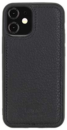 Solo Pelle Lederhülle für das iPhone 12 Mini in 5.4 Zoll Stanford Case Leder Hülle Ledertasche Backcover aus echtem Leder (Matt Schwarz)
