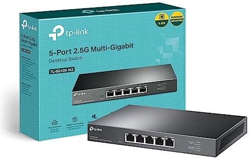 TP-Link Unmanaged 5-Port 2.5G Multi-Gigabit Desktop Switch, 802.3X Flow Control, 802.1p/DSCP QoS, Ideal for Small and Home Office with fanless Design, Metal Casing, Plug and Play (TL-SG105-M2)
