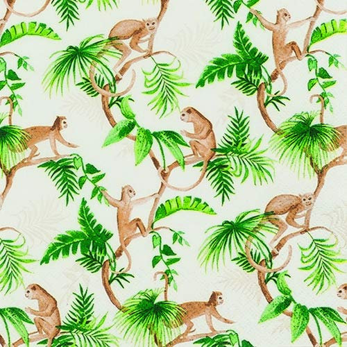 20 Servietten Kletternde Familie der Affen | Dschungel | Tiere | Tischdeko 33x33cm