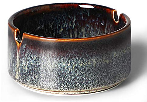 Kleiner Keramik-Aschenbecher, 2 Stück, Aschenbecher für Raucher, 7,6 cm (Farbverlauf Grau)