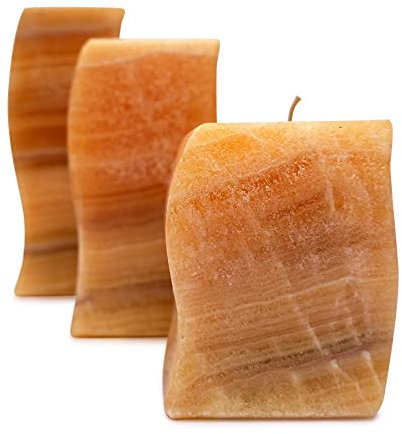 Kerzen-Set aus Onyx, Gelb, Geschenkidee, Wellness, Yellow Onyx Candle Set H 17 cm