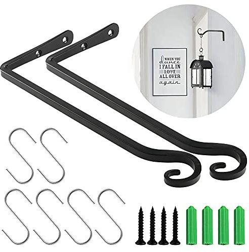 Symeton Blumenampel Halterung, 2er-Pack, Schwarz, 25x10cm, Eisen Wandhaken Können auch zum Aufhängen von Vogelhäuschen, Laternen, Windspielen und Anderen Gartendekoration