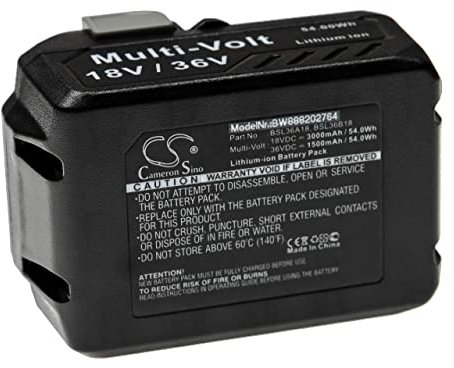 vhbw Batterie Compatible avec HiKOKI WH18DBFL2, WH36DB, WR36DA, WR36DB Outil électrique (3000/1500 mAh, Li-ION, 18/36 V)
