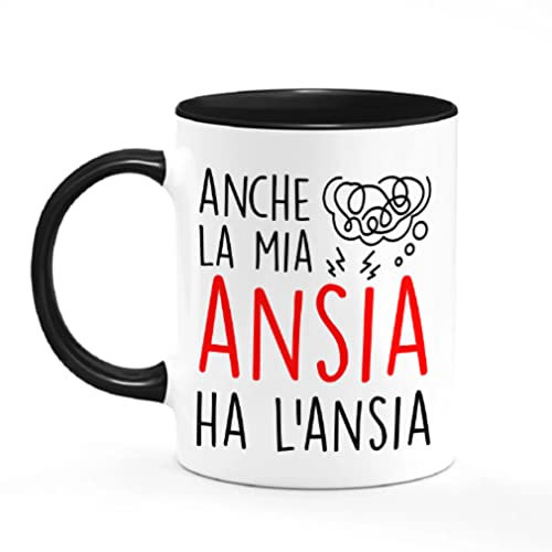 Gattablu Tazza Mug color 11 oz Anche la mia ansia ha l'ansia, divertente idea regalo stress, stressato stressata, esaurito esaurita, nervoso nervosa!