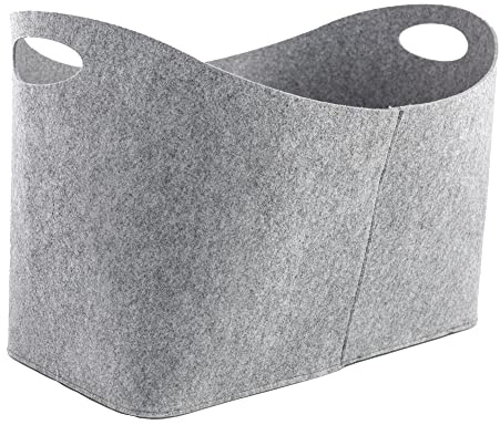 Brennholzkorb, Kaminholztasche aus Filz für Holz, Zeitungen, Kaminholz - Filztasche Maße 55 x 27 x 37 (Hellgrau)