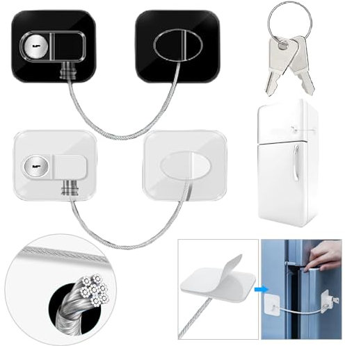Weploda 2 Piezas Candado Nevera Con Llave, Candado Nevera Autoadhesiva, Cerradura De Puerta De Frigorífico Con Dos Llaves, Cerraduras Para Refrigeradores, Para Gabinetes Nevera