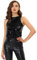 Allegra K Damen Pailletten Oberteil Metallic Glitzer Ärmellos Club Party Camisole Tank-Tops Tiefes Schwarz XL