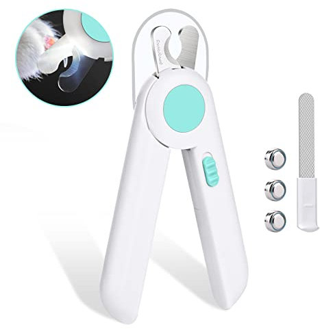 vsshe Dog Cat Pet Nail Clippers, Dog Nail Clippers and Trimmers with Safety Shield and LED Lights, Pet Toenail Clippers for Large, Medium and Small Pets, With Hidden Nail File (Blue)