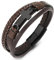 COOLSTEELANDBEYOND Schwarz Edelstahl Horizontalen Seite Seitlich Flacher Kreuz DREI Stränge Braun Geflochtene Lederarmband für Herren Damen