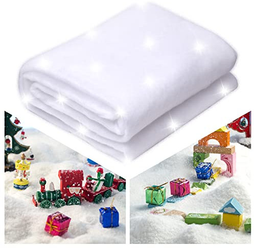 BestAlice Coperta da neve natalizia per interni e interni, 2,6 x 7,8 m, bianca finta coperta da neve artificiale per interni e villaggi di Natale, sotto l'albero di Natale