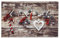 Fußmatte innen Weihnachtsmatte rutschfest - Weihnachtsdeko Türmatte Eingang Wintermatte waschbar - Schmutzfangmatte 40x60 cm Holz Girlande Deko rot
