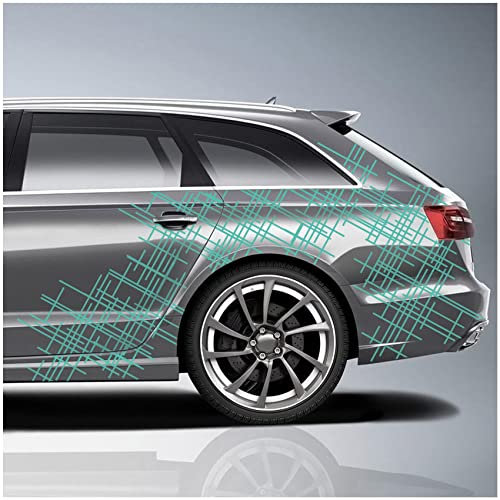 Finest Folia 6er Set XXL Auto Aufkleber je 60x60cm Motorrad Bus Sticker Kfz Zubehör Camouflage Tuning Dekor Linien Design Folie KX076 (05 Mint)