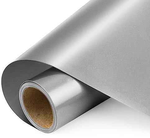 NANAPLUMS Selbstklebendes Plotterfolie Vinyl - Holographisches Permanentes Plotterfolie Vinyl, Selbstklebende Folie für Dauerhaften Aufklebern, Schilder(Mattes Silber, 30.5x200cm)
