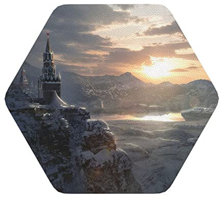 Russland im Winter bedruckte Leder-Untersetzer, 6 Stück, lustiges Einweihungsgeschenk für Zuhause und Küche Büro