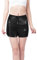 Pailletten Shorts - Solide Schwarze Glitzer Shorts Mit Hoher Taille, Elastisch, Gerade Für Damen ERAS-Tour-Outfits (Größe S)