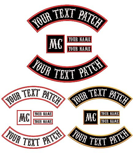 XREMB Individuell bestickte Motorrad-Patches, 5 Stück, personalisierte Stickerei, Rocker-Aufnäher, Motorrad-Patches zum Aufnähen oder Aufbügeln für Jacken (5 Stück)
