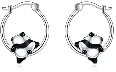 Panda Ohrringe für Damen 925 Sterling Silber Panda Creolen Ohrringe für Mädchen Kinder Tier Schmuck Geschenk