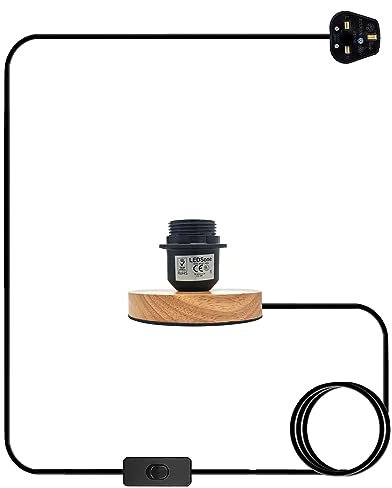 LEDSone Wooden Geometric Table Lamp with Edison Bulb Base, Minimalist Vintage Style, Compact Design, 200 cm Wire Length, with On/Off Switch, Perfect for Bedrooms, Offices, and Living Rooms