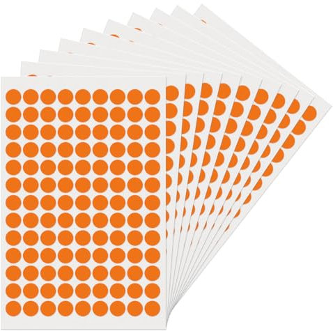 YIKIADA 1170 Stück Orange Runde 13 mm Punktaufkleber Selbstklebende Markierungspunkte Wasserdicht Klebepunkte Aufkleber Kleine Farbkodierung Etiketten
