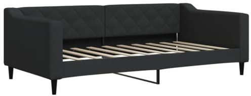 vidaXL Tagesbett, Gästebett 2-in-1, Sofabett Schlafsofa für Schlafzimmer Wohnzimmer, Bettsofa Sofa, Modernes Design, Schwarz 90x190cm Stoff