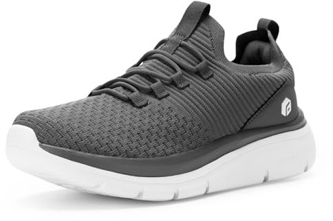 FitVille Slip On Sneakers Herren Walkingschuhe Extra Weit Sportschuhe Leichte Laufschuhe Atmungsaktive Jogging Fitness Outdoor Gym Schlüpfen Schuhe,Grau,43 EU,Weit