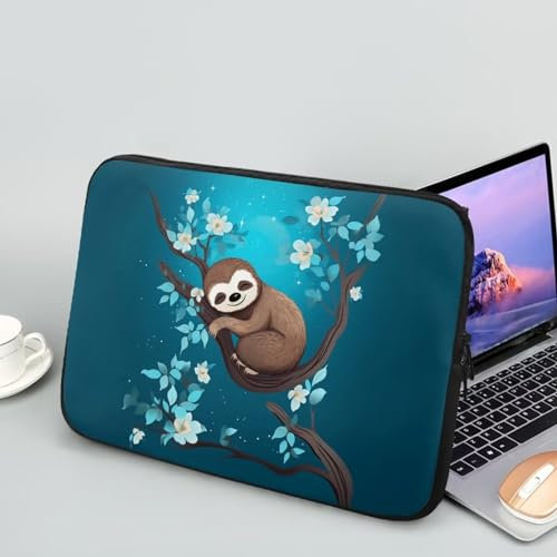 Showudesigns Sloth Computer Sleeve for Women Laptop Sleeve Case 15 inch Cute Protective Laptop Protector Zipper Suitable Gifts for Friends Tablet Bag Blue