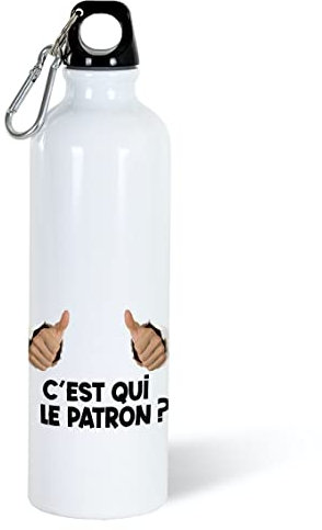 Botella de agua de aluminio personalizable, diseño de botella de agua, con nombre, reutilizable, ecológico, tapón atornillado, mosquetón. Idea de regalo de humor para hombre y mujer, colegio, oficina,