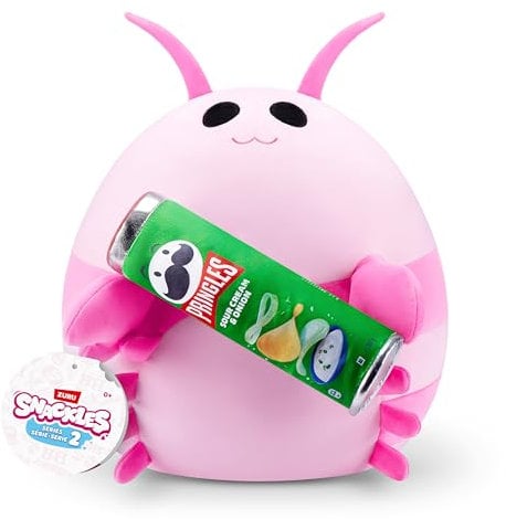 Snackles, Series 2, Pink Shrimp (Pringles, Sour Cream & Onion), Kuschelig-weiches, beruhigendes, 40 cm großes Plüschspielzeug mit lizenziertem Snackmarken-Accessoire (Pink Shrimp)