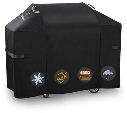 KINGLY Robuste Grillabdeckung für Weber Spirit 200 und 300 Serie, 600D wasserdicht, lichtbeständig, 132 cm Grillabdeckung für Outdoor-Grill mit Gurten, im Vergleich zu Weber 7106