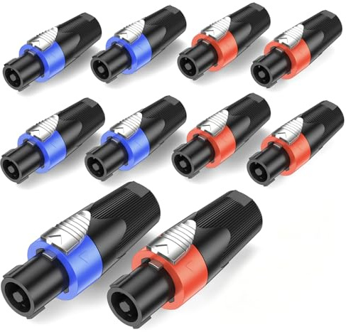 GCTBL 10Pack Speakon-Steckverbinder 4-poliger Audio-Lautsprecher-Stecker-Adapter mit Drehverschluss Passend für NL4FC NL4FX NL2FC