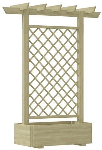 ShCuShan Pergola mit Pflanzkasten 162x56x204 cm Holz PflanzküBel Mit Rankgitter Rankhilfe Holz Bambus Pergola