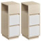 VASAGLE Nachttisch 2er Set, schmal, Beistelltisch mit 2 Schubladen, offenes Fach nach Links oder rechts flexibel montierbar, für Schlafzimmer, Wohnzimmer, naturbeige-wolkenweiß LET856N01