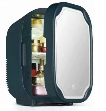 SZAJOR 8L Mini Fridge, Mirror Refrigerator, Makeup Skincare Fridge with LED Lighting, Cool and Heat Car Travel Storage,Green