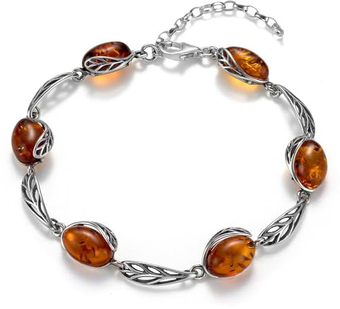 Bärnsten Armband Av 925 Sterling Silver Med Justerbar Storlek