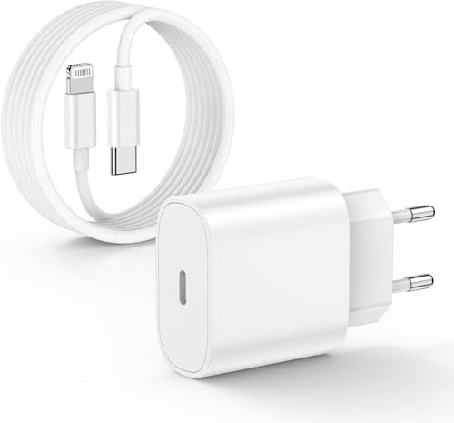 iPhone 14 13 12 Ladegerät mit Ladekabel Original 2M, 20W USB C Schnellladegerät Netzteil Adapter Stecker mit USB C Lightning Schnellladekabel für Apple iPhone 14 Plus/13 Pro Max/12 Mini/11 Pro/SE/iPad