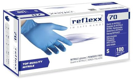 Guanti Nitrile M Reflexx, Guanti Monouso Nitrile 100% LATEX FREE (100/300/1000 Pezzi) Guanti Usa e Getta Nitrile 100% LATEX FREE per Alimenti, Meccatronico, Chimica, Benzinai (100 PEZZI, L)
