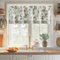 TOPICK Leinen Scheibengardinen Blickdicht Küchengardinen Frühling Tropischen Blatt Gardinen Landhausstil Verdunkelnd Vorhänge Kurz Bistrogardine Volant 1er Pack Grün auf Beige 40B x 125H(cm)