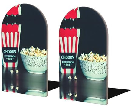 Film-Buchstützen aus Schindeln und Popcorn-Regalen – stabile Buchhalter aus Holz für Bücher, Zubehör – perfekt für die Aufbewahrung zu Hause oder im Büro