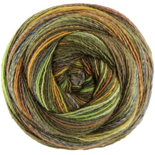 LANA GROSSA Gomitolo Magico | Dochtgarn mit Farbverlauf | Handstrickgarn aus 60% Schurwolle & 40% Polyacryl | 200g Wolle zum Stricken & Häkeln | 700m Garn FB 3021
