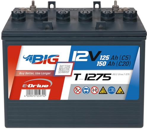 E-Drive - Hochleistungs-Blei-Säure-Batterie für Hebebühnen und Reinigungsmaschinen - Zuverlässig, Langlebig, Effizient, 99% Recycelbar (T-1275-12V 150Ah)